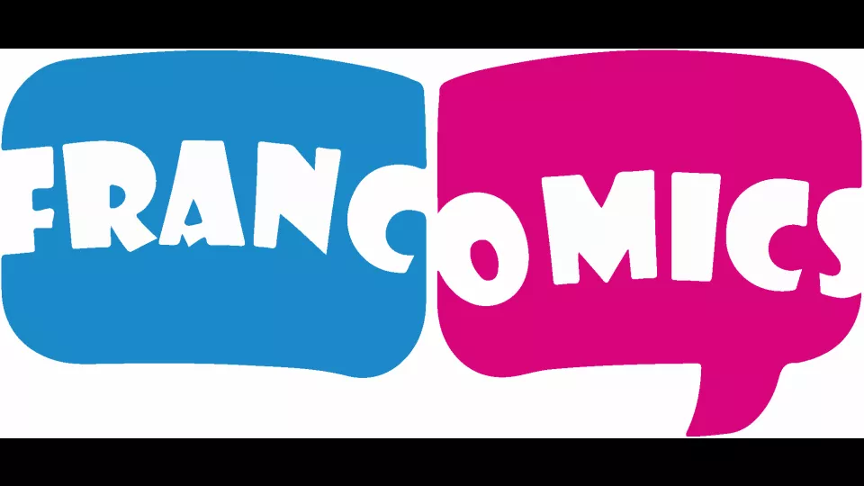 Logo du concours Francmics, bulles bleu et rose